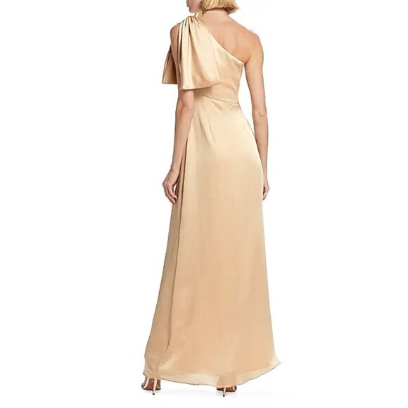 SACHIN & BABI chelsea crinkle dress gown one shoulder satin champagne evening 6 - Picture 3 of 10